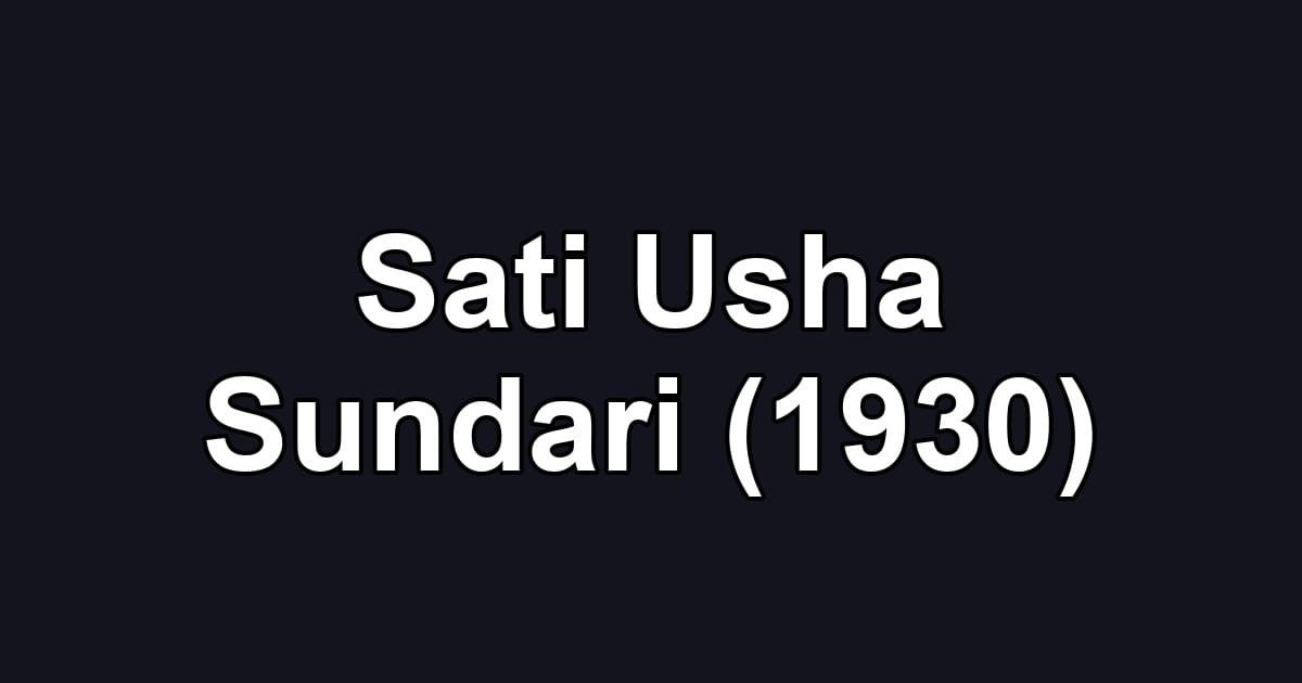 Sati Usha Sundari (1930)