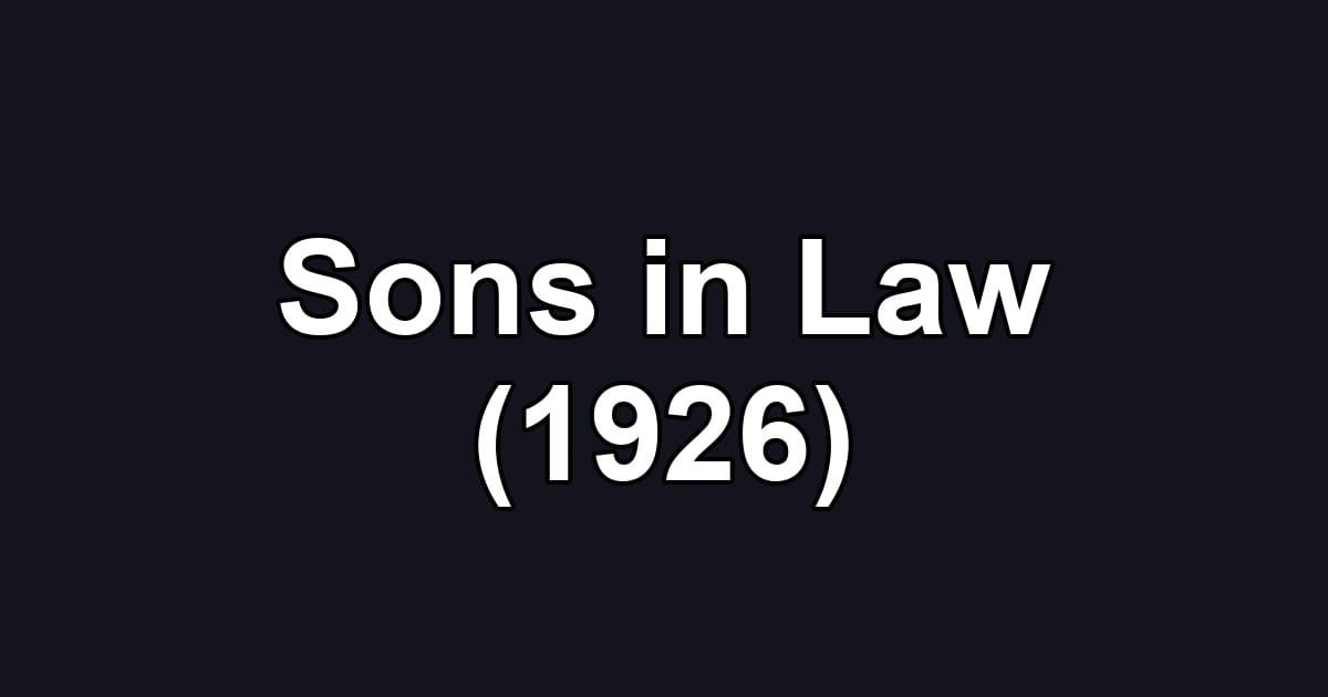 Sons in Law (1926)
