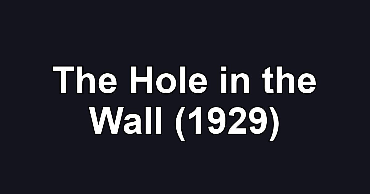 The Hole in the Wall (1929)