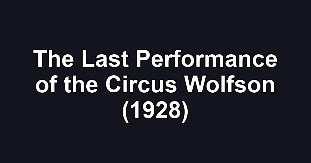 The Last Performance of the Circus Wolfson (1928)