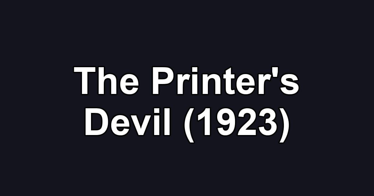 The Printer's Devil (1923)