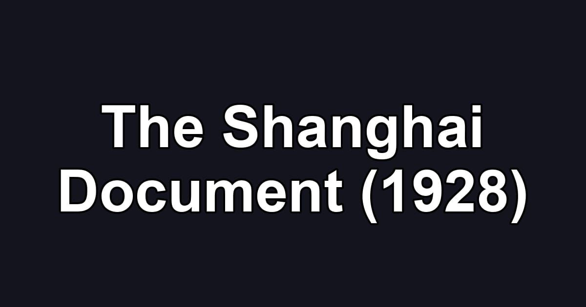 The Shanghai Document (1928)