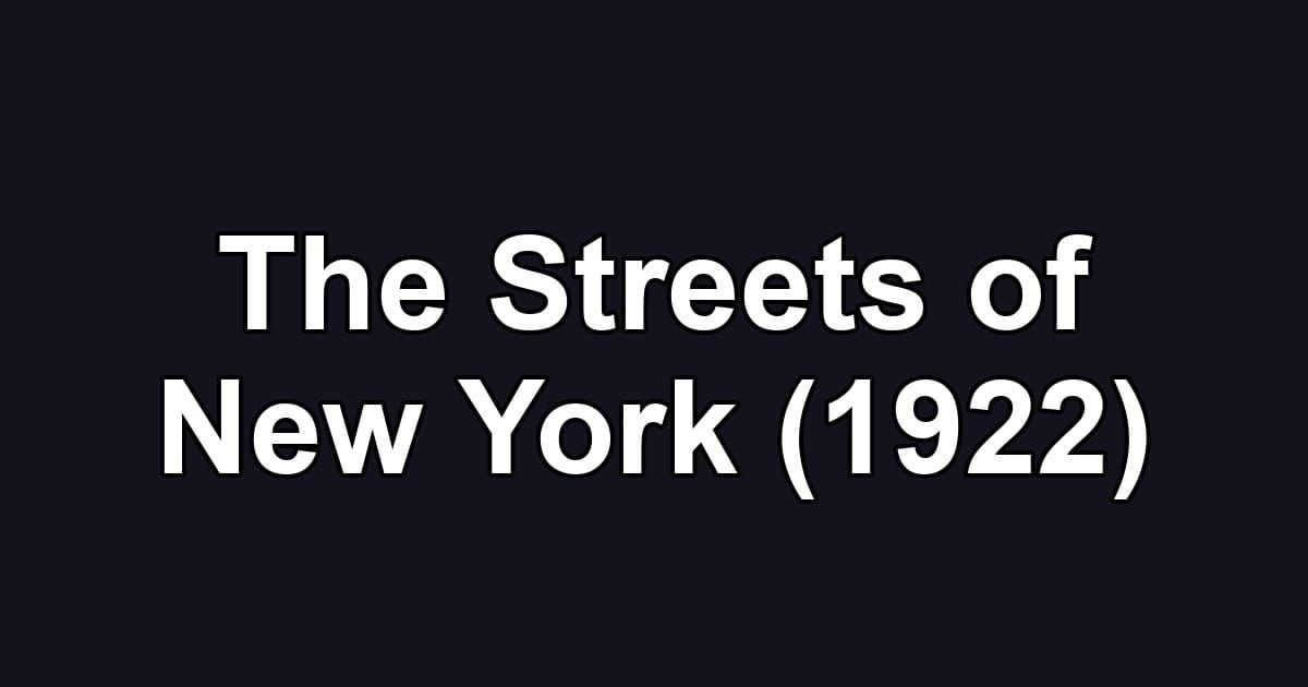 The Streets of New York (1922)