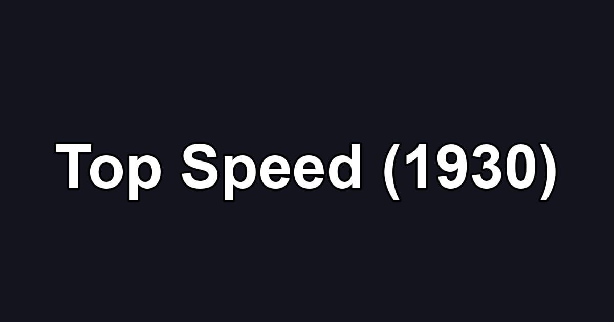 Top Speed (1930)