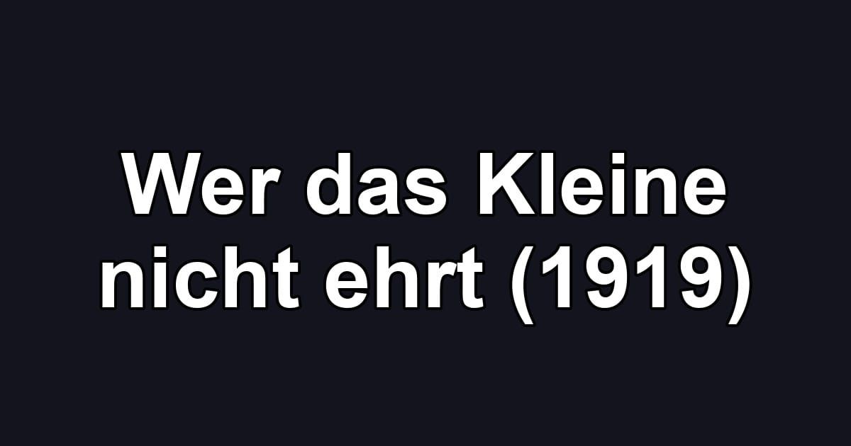 Wer das Kleine nicht ehrt (1919)