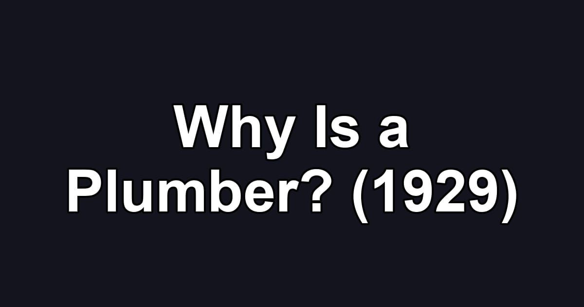 Why Is a Plumber? (1929)