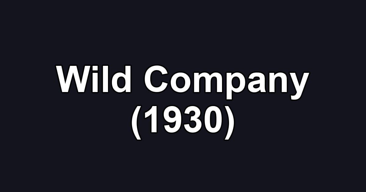 Wild Company (1930)