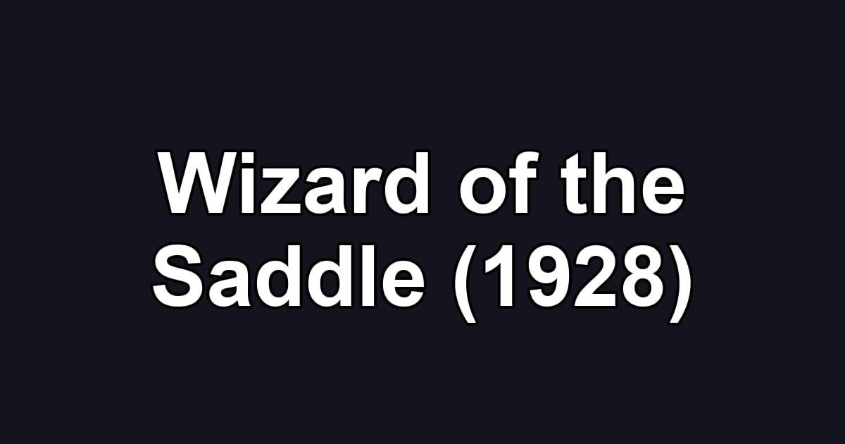 Wizard of the Saddle (1928)