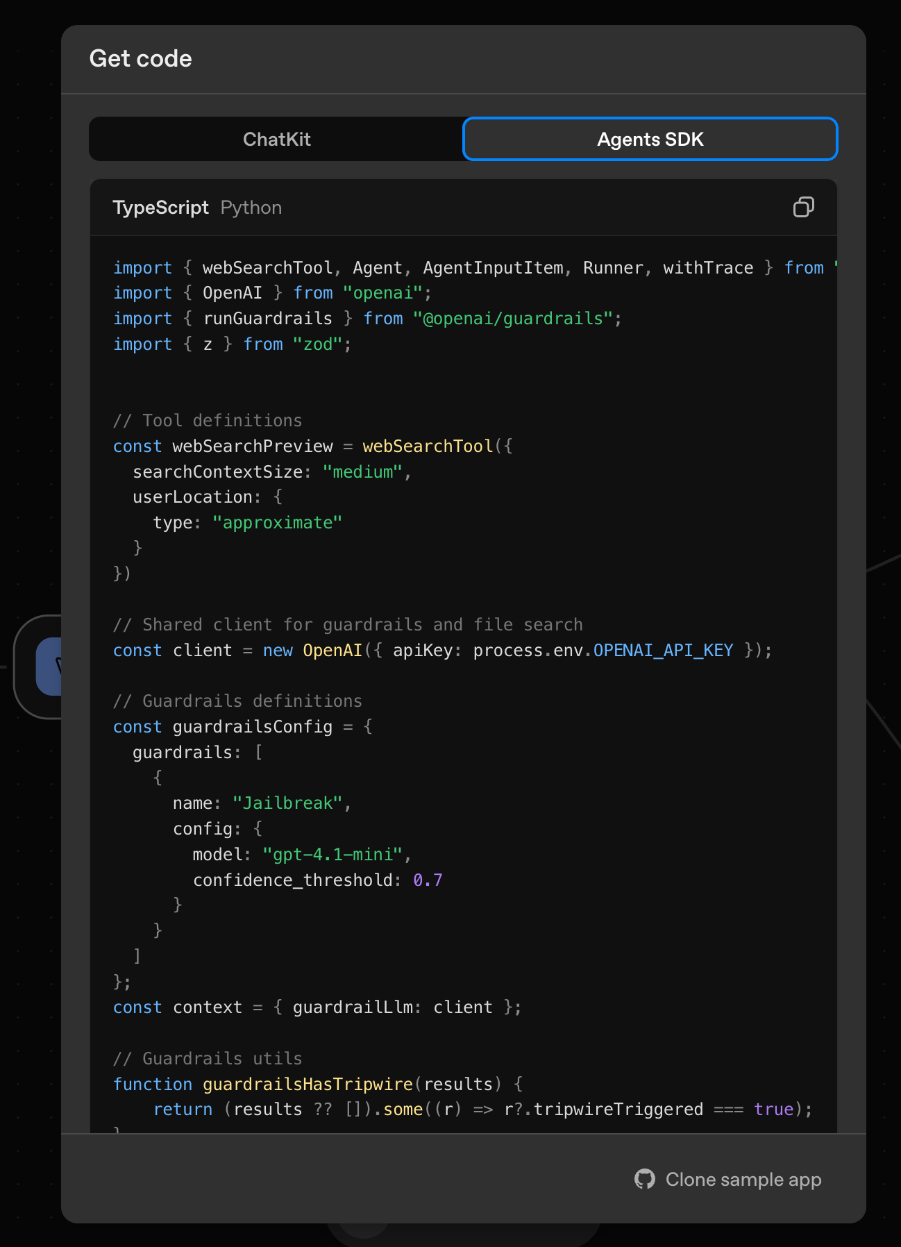 OpenAI Agent Builder gives you the code for your agent