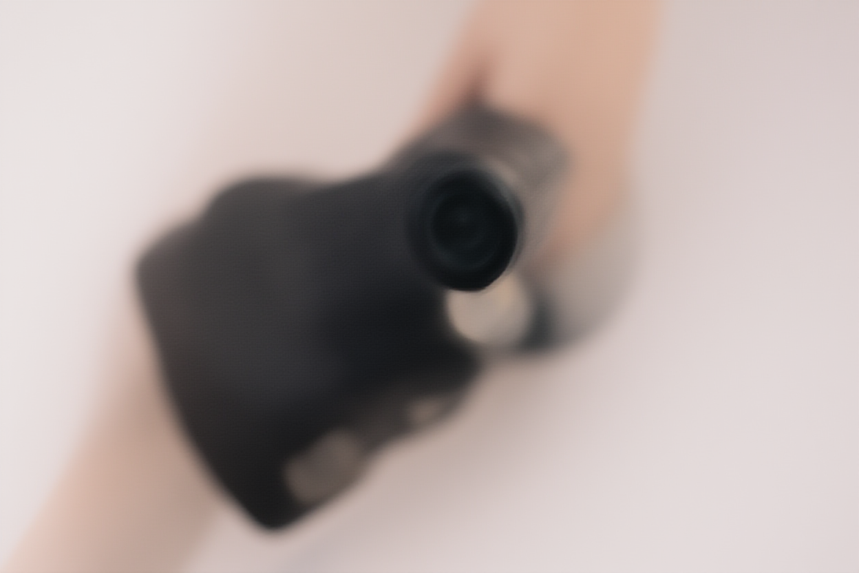 Cận cảnh đôi tay của một nhiếp ảnh gia đang điều chỉnh vòng lấy nét trên ống kính DSLR chuyên nghiệp trước nền mờ