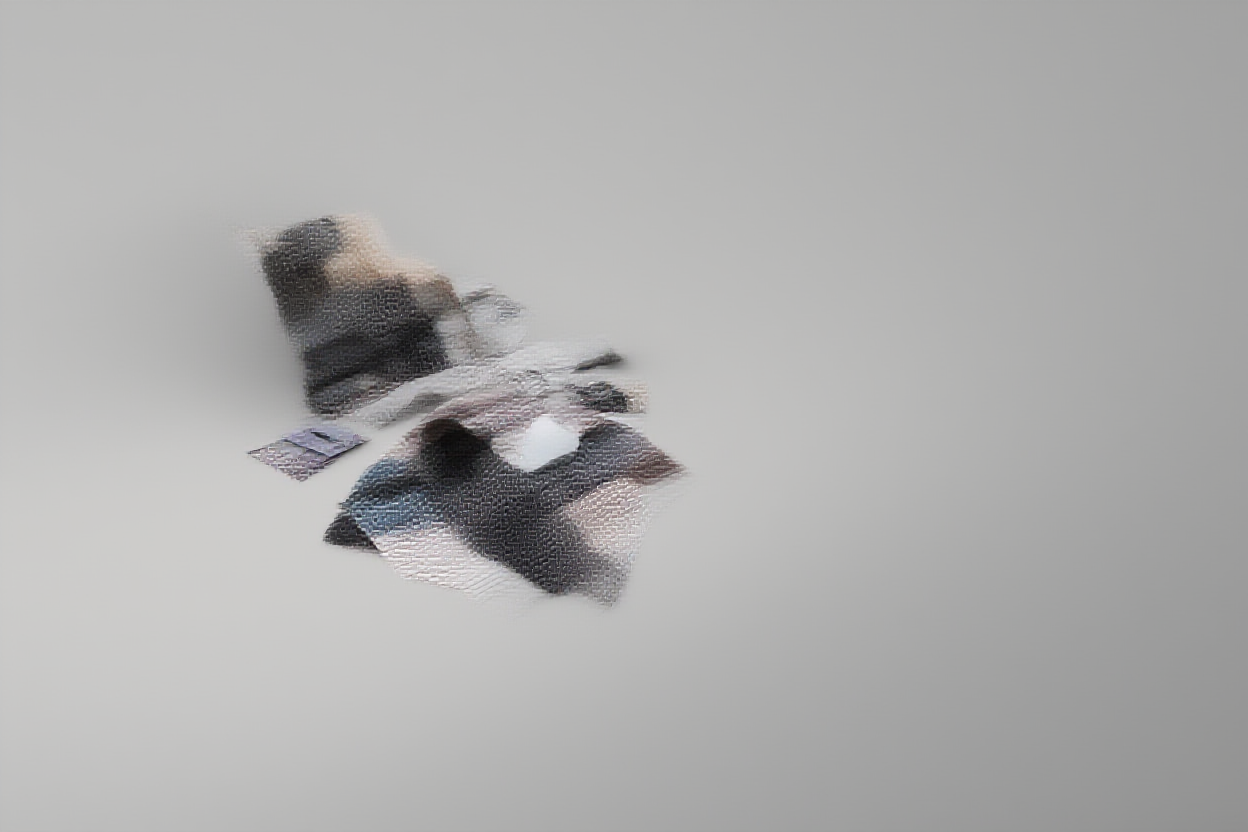 Góc nhìn từ trên cao của một không gian làm việc hiện đại với máy tính xách tay hiển thị các bản in nghệ thuật trừu tượng đầy màu sắc được sắp xếp gọn gàng xung quanh nó,