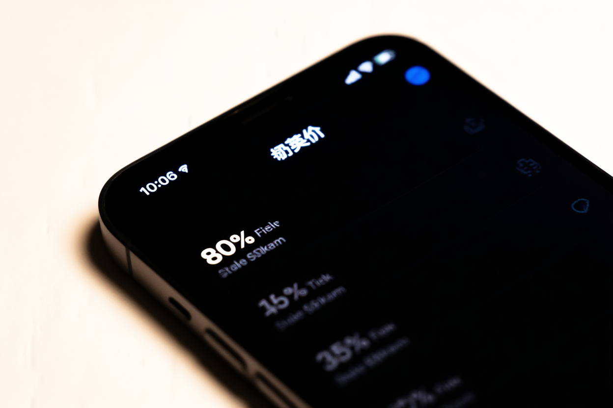 ein Smartphone, das die App-Oberfläche mit klar sichtbaren Preisschichten anzeigt
