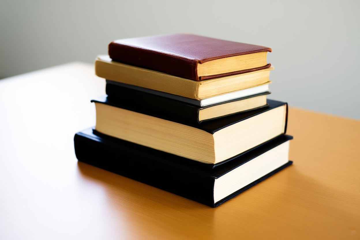 a stack of vintage encyclopedias on a desk representing curated knowledge