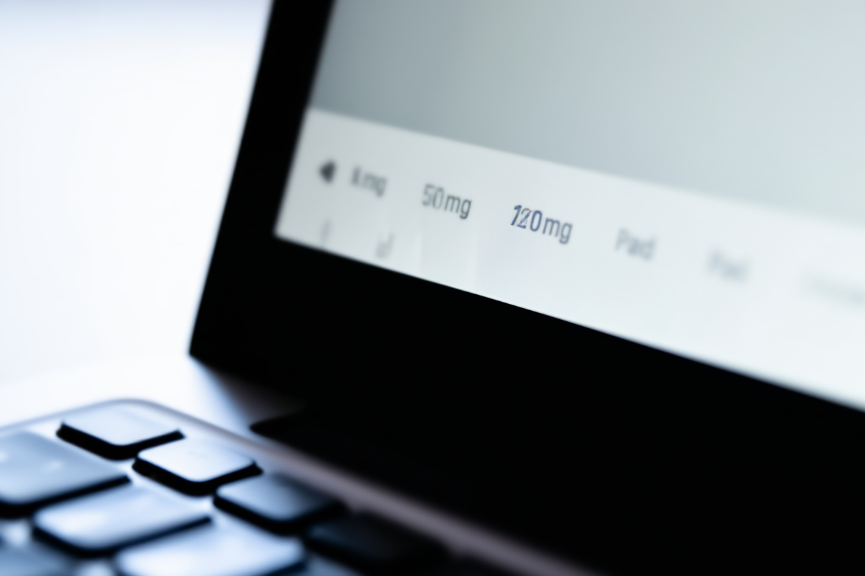 eine Nahaufnahme eines Laptop-Bildschirms, der eine saubere Keyword-Tagging-Schnittstelle neben einer modernen Tastatur anzeigt