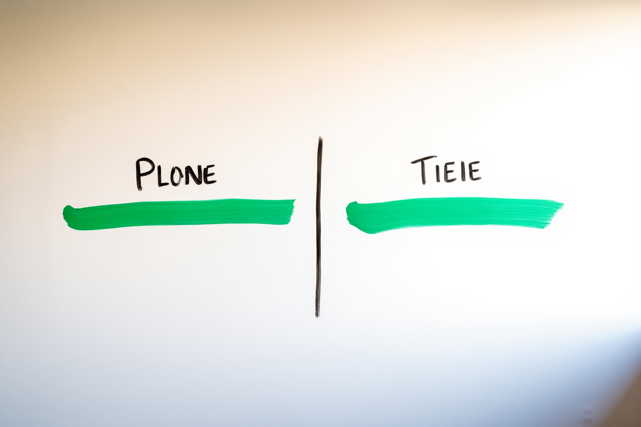 ein minimalistischer Vergleichschart auf einer Whiteboard, der Geschwindigkeitsmetriken zeigt mit hervorgehoben in grün