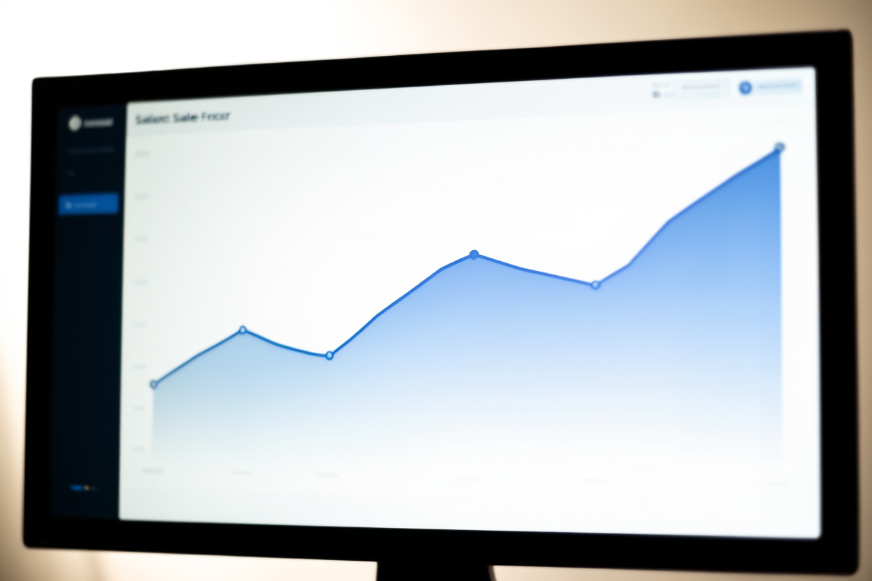 A digital dashboard displaying sales forecast graphs on a monitor