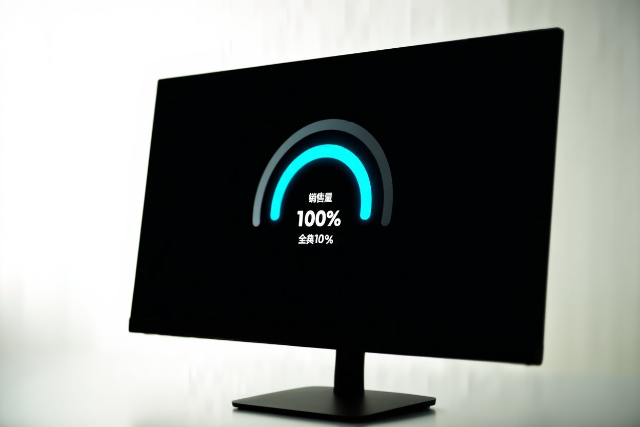 ein digitales Dashboard, das eine Verkaufswert-Anzeige auf einem sauberen Monitor mit weichem Licht anzeigt