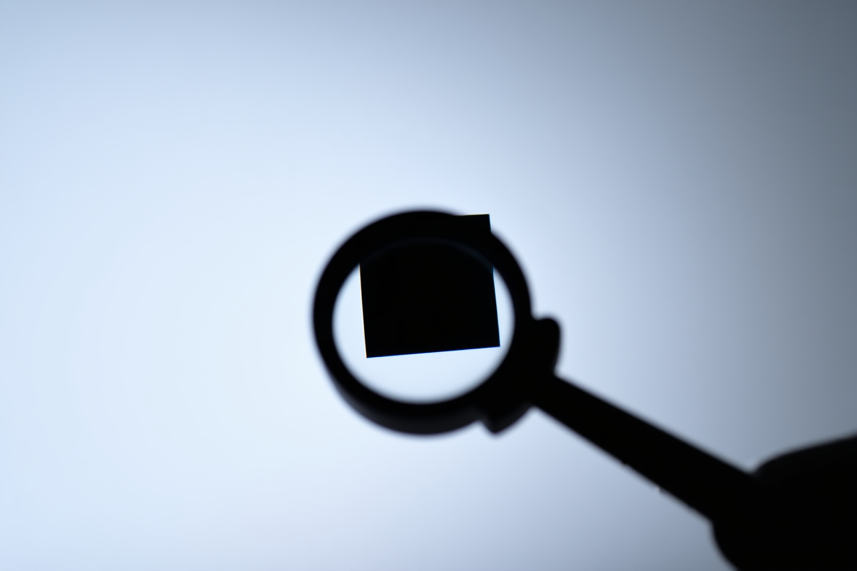 a magnifying glass inspecting a digital icon on a screen