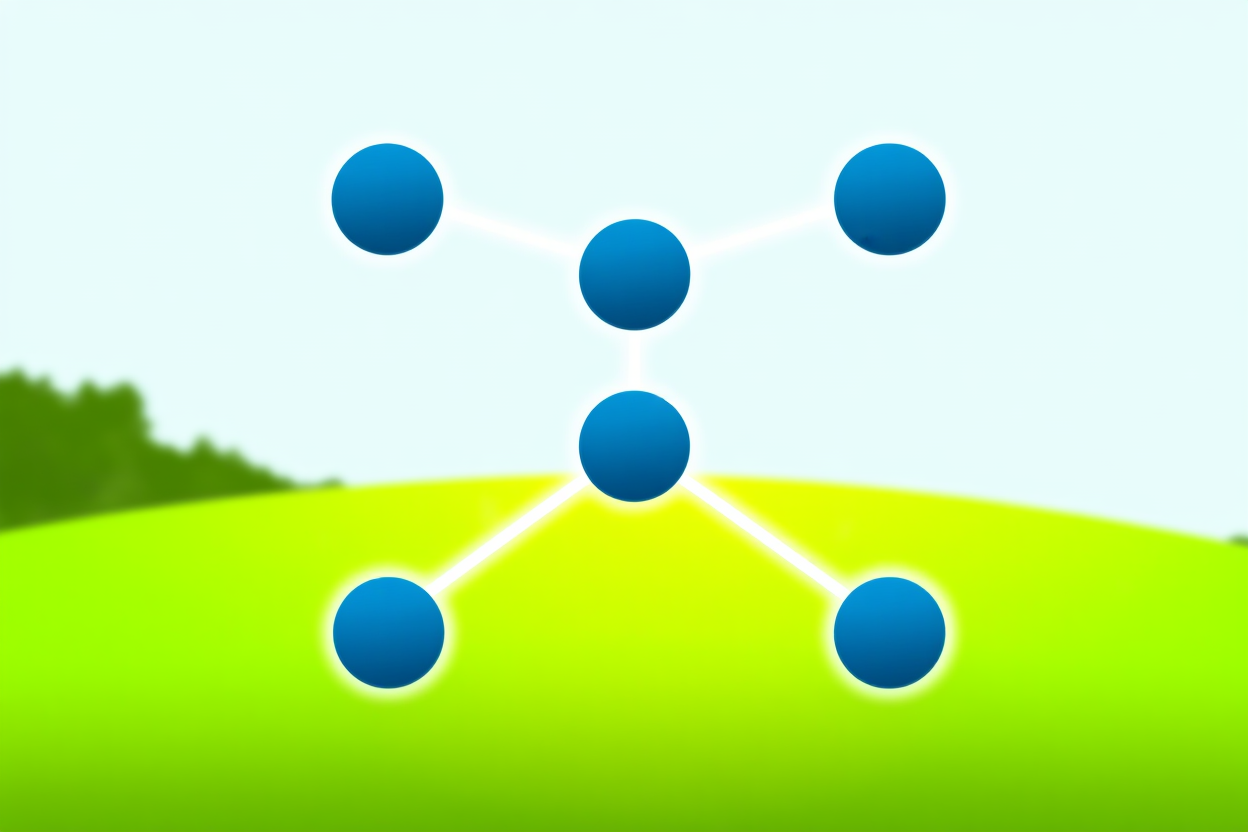 ein digitales Netzwerk-Symbol, das mehrere Globus-Symbole verbindet, die Stock-Agenturen repräsentieren, weiches natürliches Licht, breites Landschaftsfoto