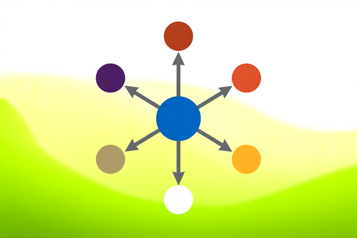 a network diagram connecting a central hub to multiple agency logos with arrows indicating fast data flow