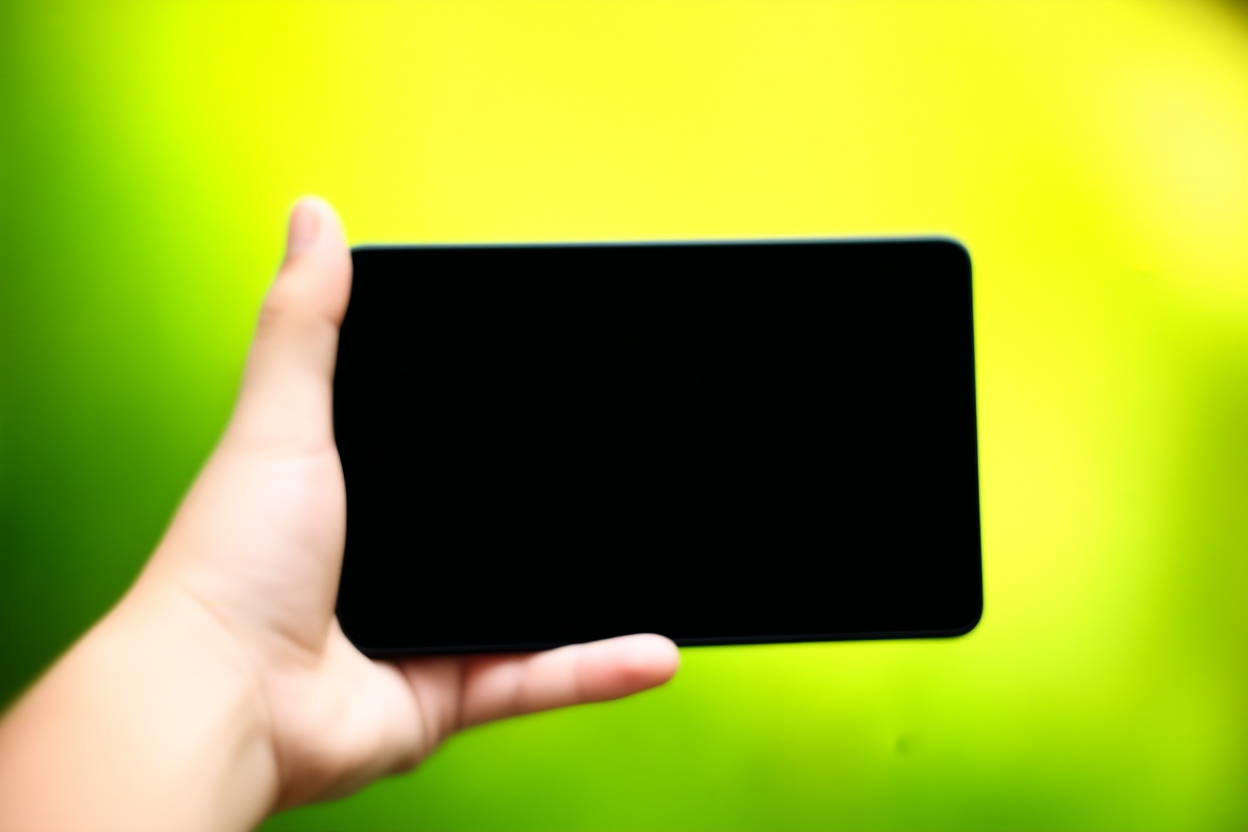 Una mano sosteniendo un teléfono inteligente que muestra una interfaz limpia de aplicación de edición de vídeo contra un fondo de plantas verdes en natu