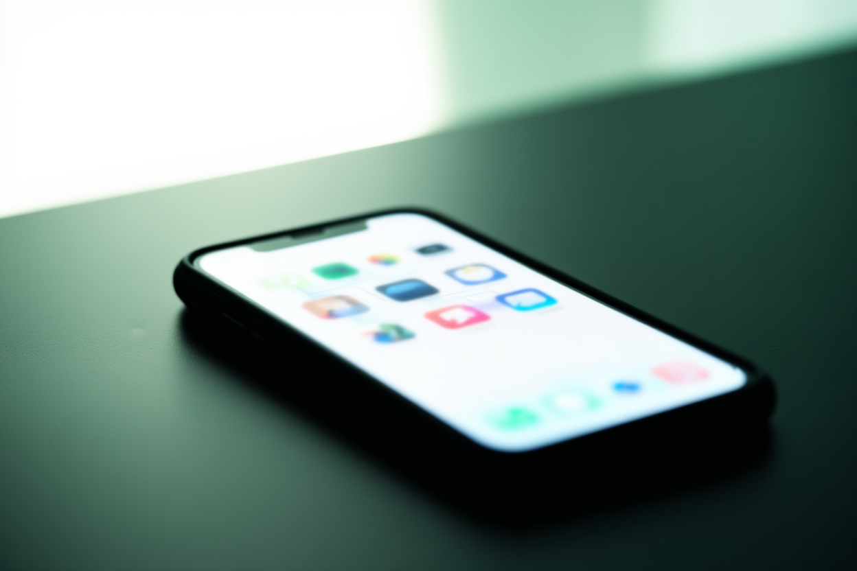 ein Smartphone, das mehrere App-Symbole anzeigt, die durch Linien verbunden sind