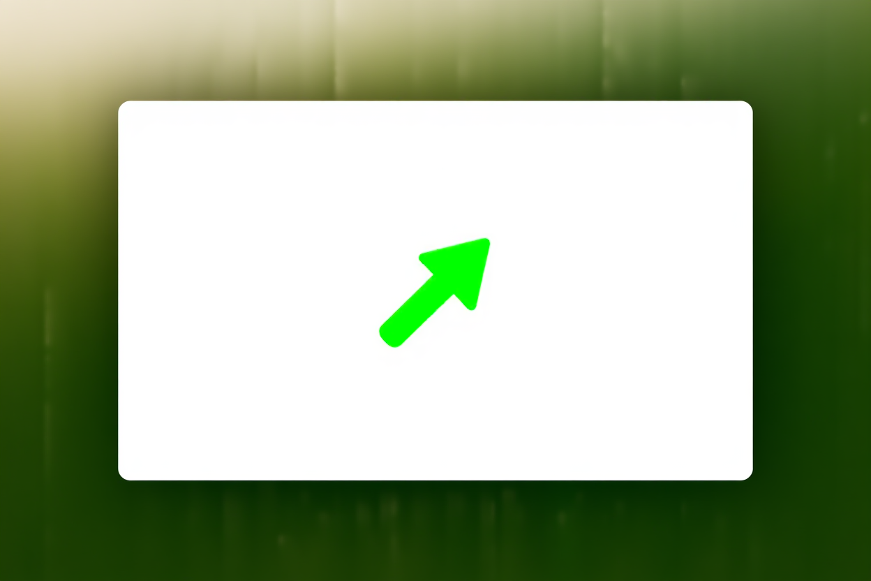 un panel digital que muestra una flecha de tendencia ascendente verde y una puntuación numérica, diseño minimalista