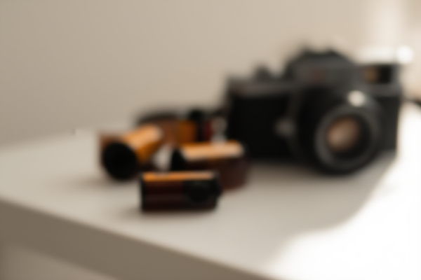 Profesjonalny fotograf porządkujący kolorową tablicę wydrukowanych dowodów zdjęciowych na drewnianym stole obok nowoczesnego obiektywu aparatu
