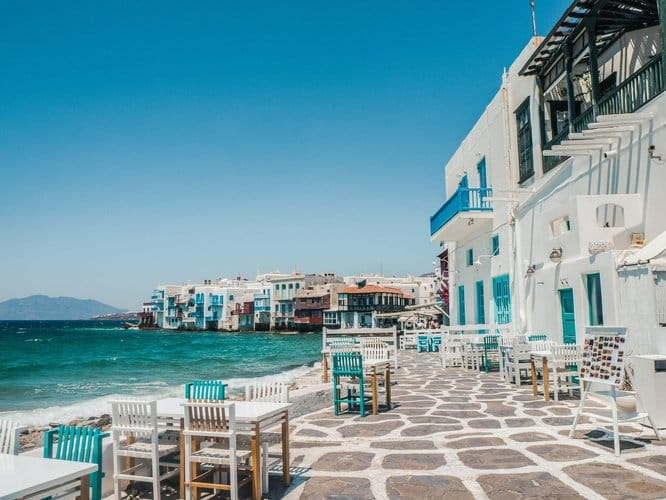 Traditional Greek coastal scenery, the origin of mastic gum studied for H. pylori