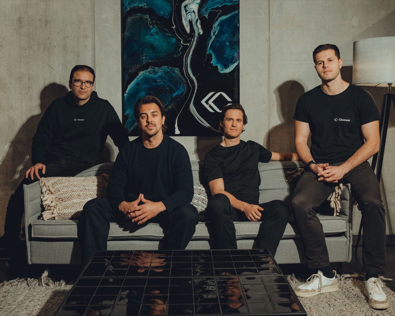 Cloover team L to R CTO Vivek Jain with founders Jodok Betschart, Peder Broms, Valentin Gönczy