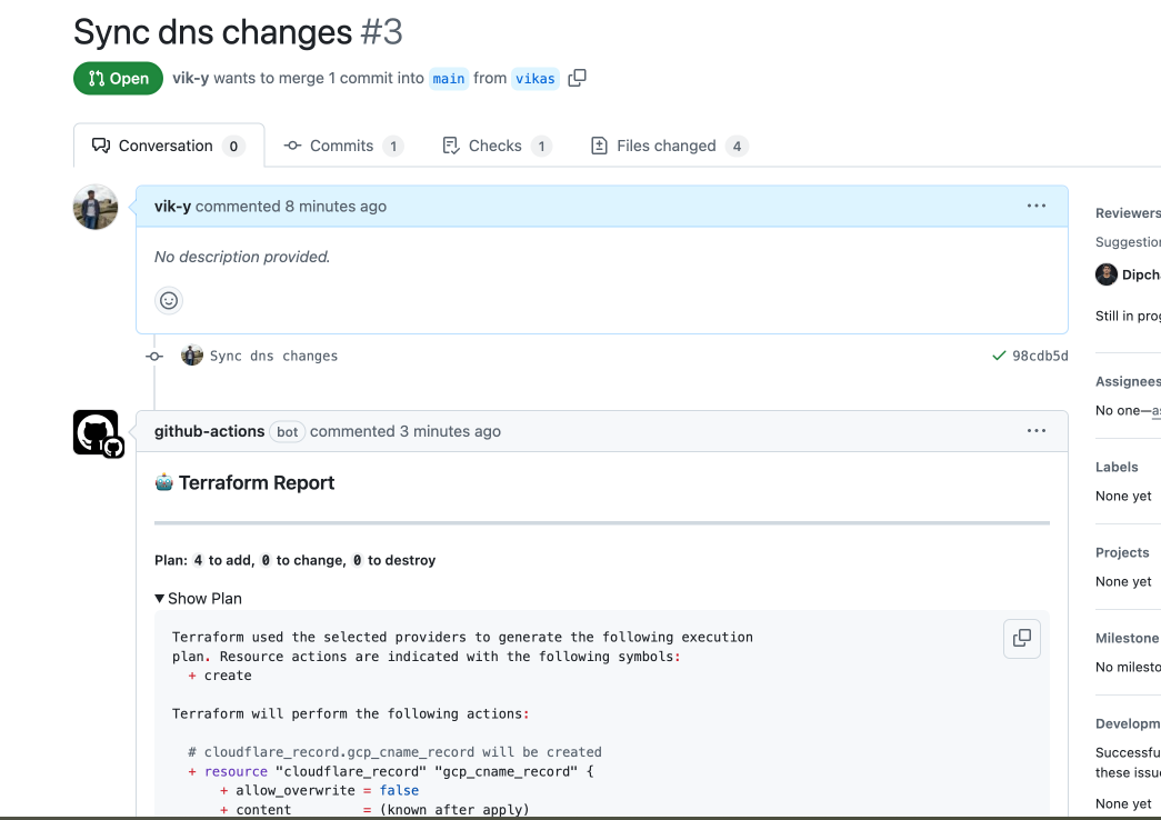 Terraform configuration for automating Cloudflare DNS record management