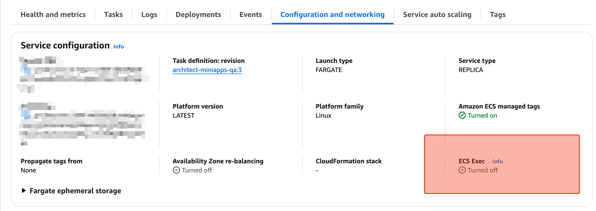 Terraform ECS task definition with execute command enabled