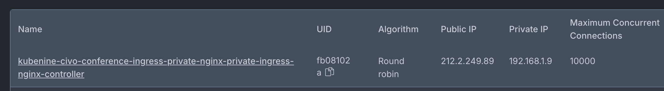 Civo Kubernetes internal load balancer service with firewall annotation configuration