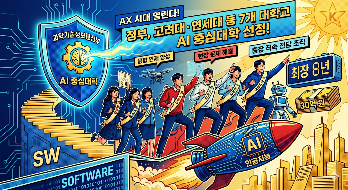"AI 인재 전쟁, 대학이 뛴다" 정부, 고려대·연세대 등 7개교 'AI 중심대학' 파격 선정
