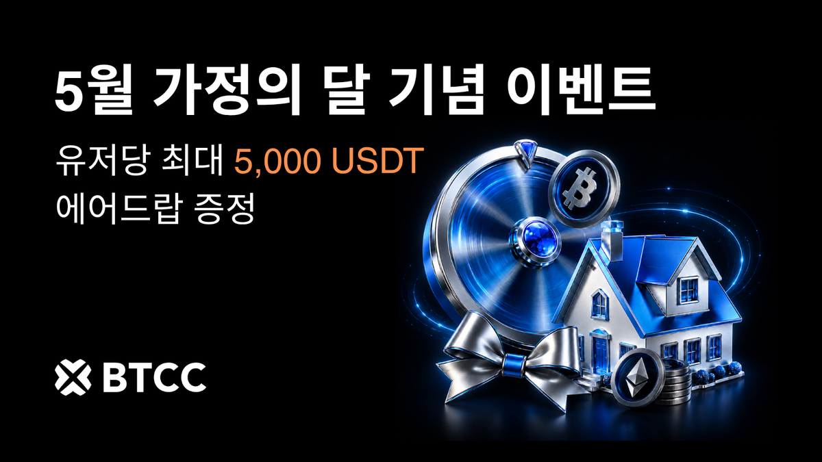 BTCC, 가정의 달 맞아 0% 거래 수수료와 유저당 5,000 USDT 에어드랍 이벤트 진행