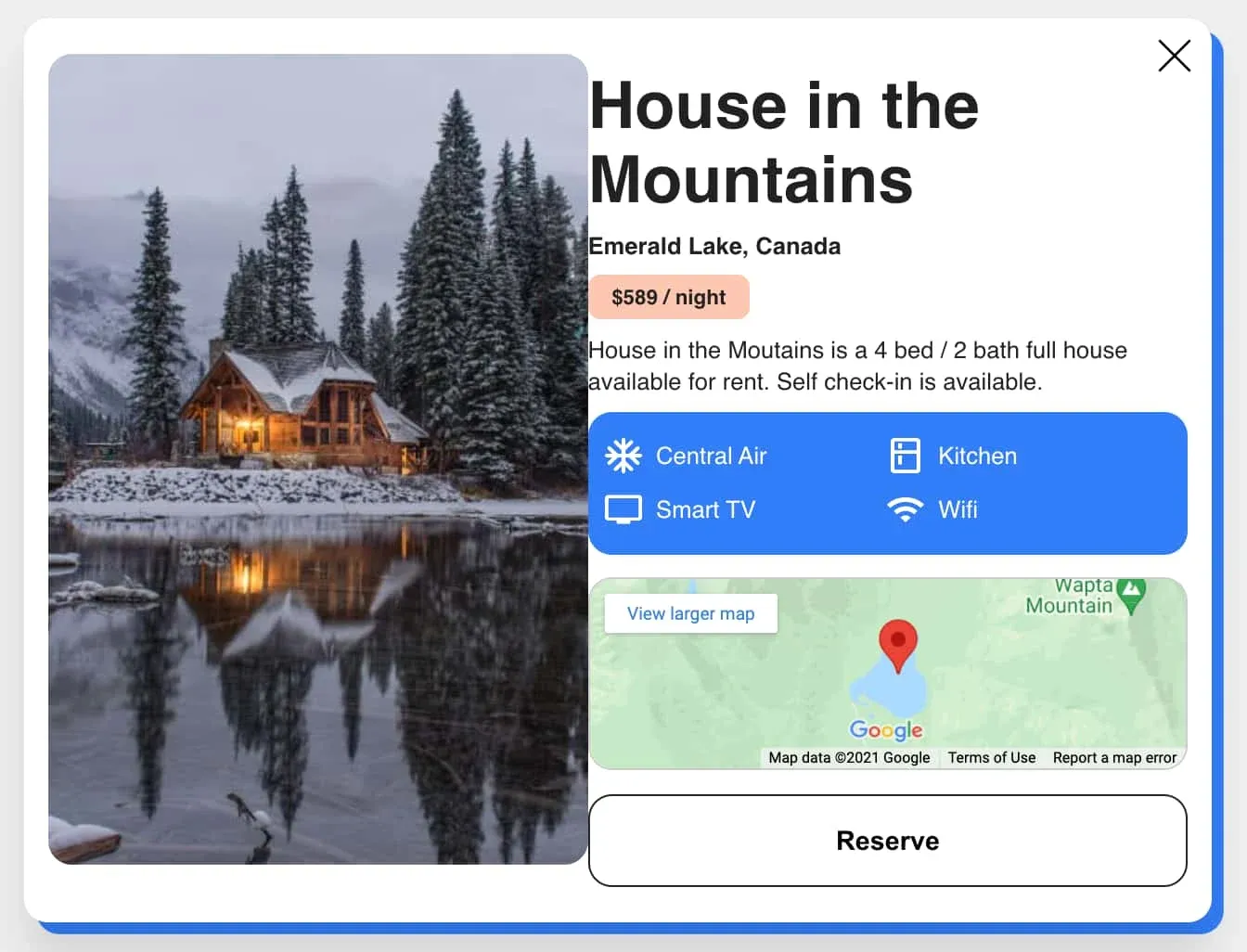 the expanded card layout