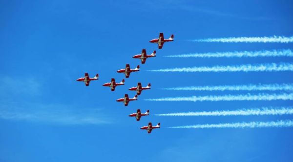photo of planes flying in formation