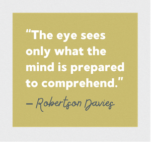 "The eye sees only what the mind is prepared to comprehend." Robertson Davies