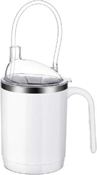 Adult Sippy Cups for Elderly 15.2 oz Stainless Steel Spill Proof Feeding Cup with Straw Handle No Spill for Dementia Disabled Maternity Dysphagia Swallowing