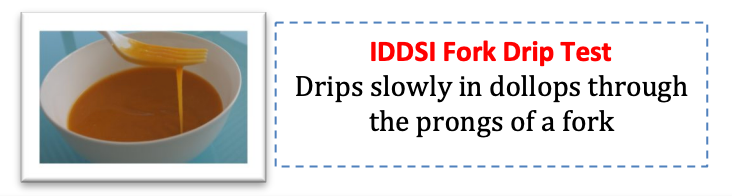 IDDSI fork drip test visual with soup