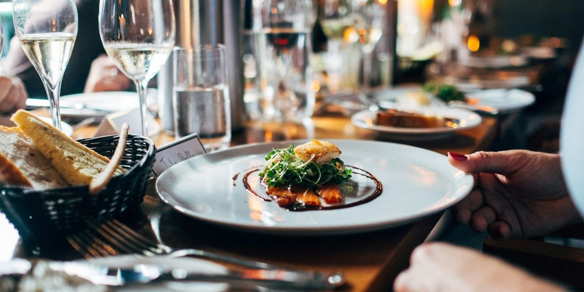 a busy table in a restaurant