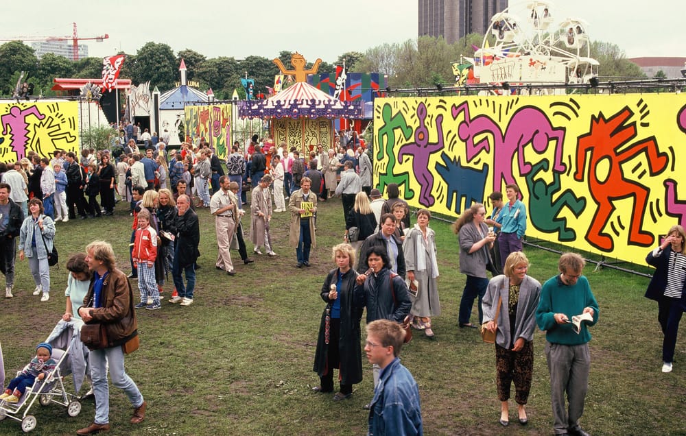 Fairground view of Luna Luna. Hamburg, Germany, 1987.