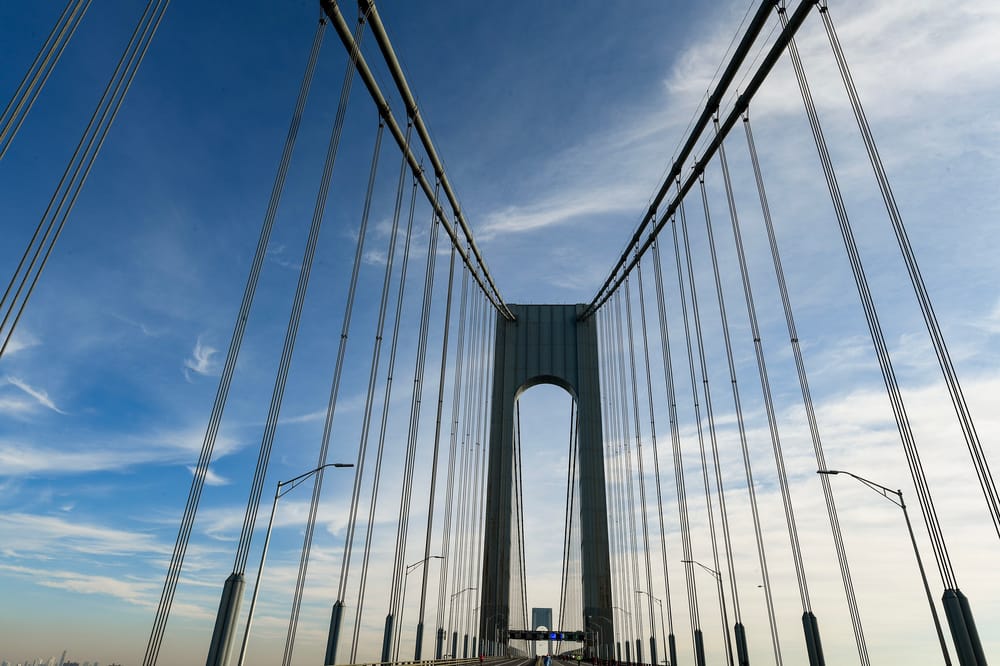 View of one column of the Verrazzano-Narrows Bridge