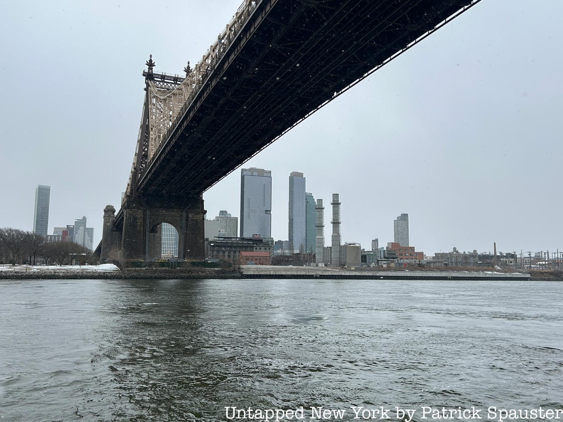 The Vernon Boulevard peaker plant under the Queensboro bridge from the NYC ferry 