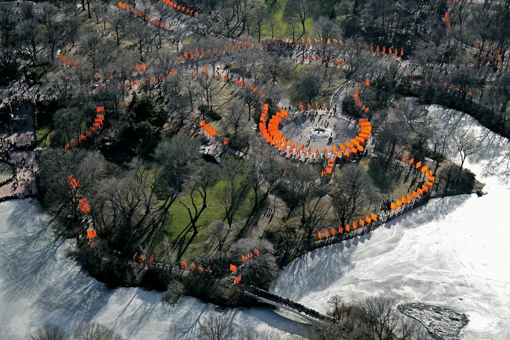 Christo and Jeanne-Claude The Gates, Central Park, New York City, 1979-2005 as seen from above