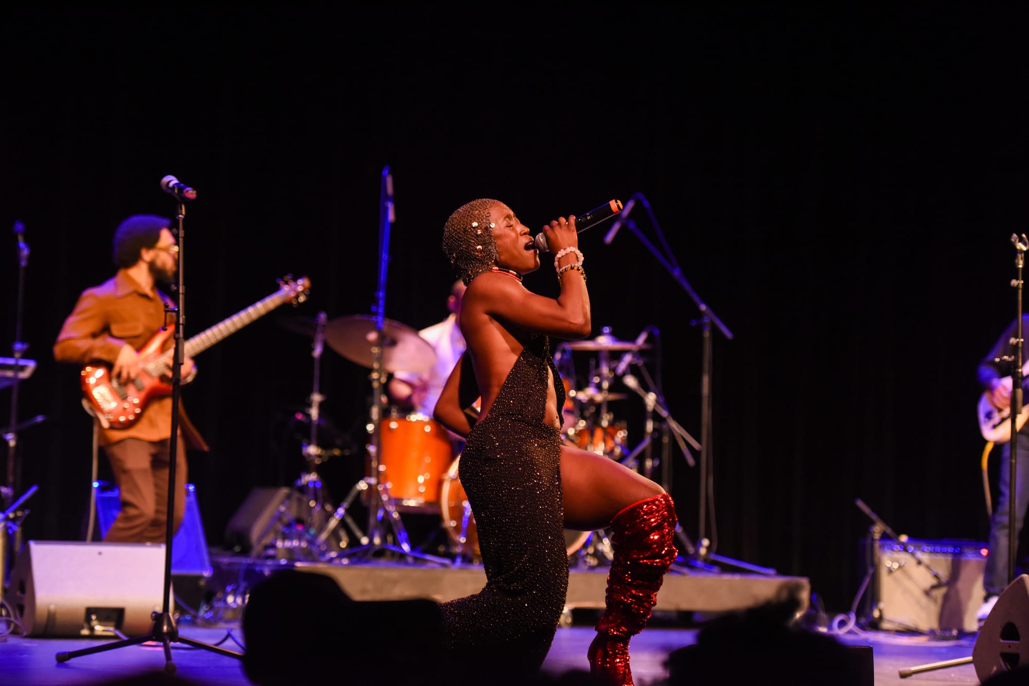 A singer on stage at Symphony Space