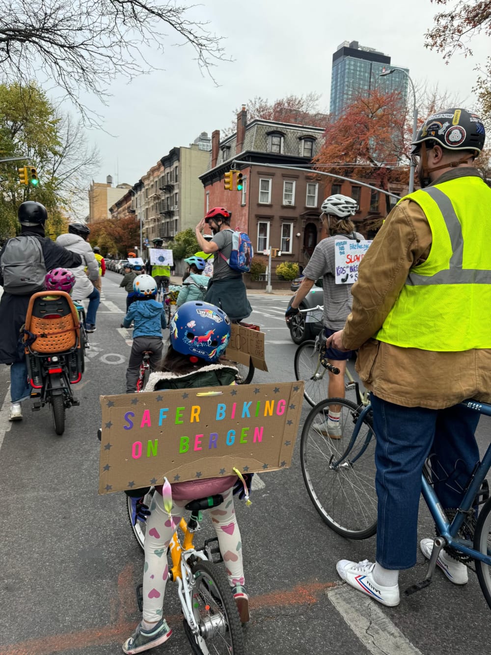 Kids and parents on bikes in NYC