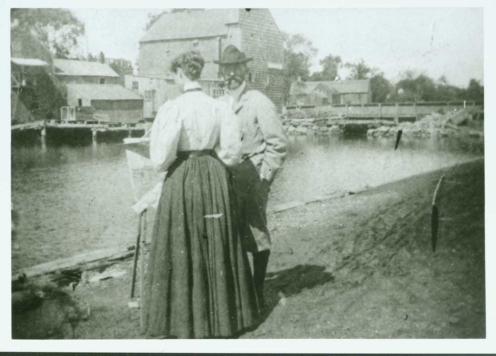 Twachtman and a student at the river's edge