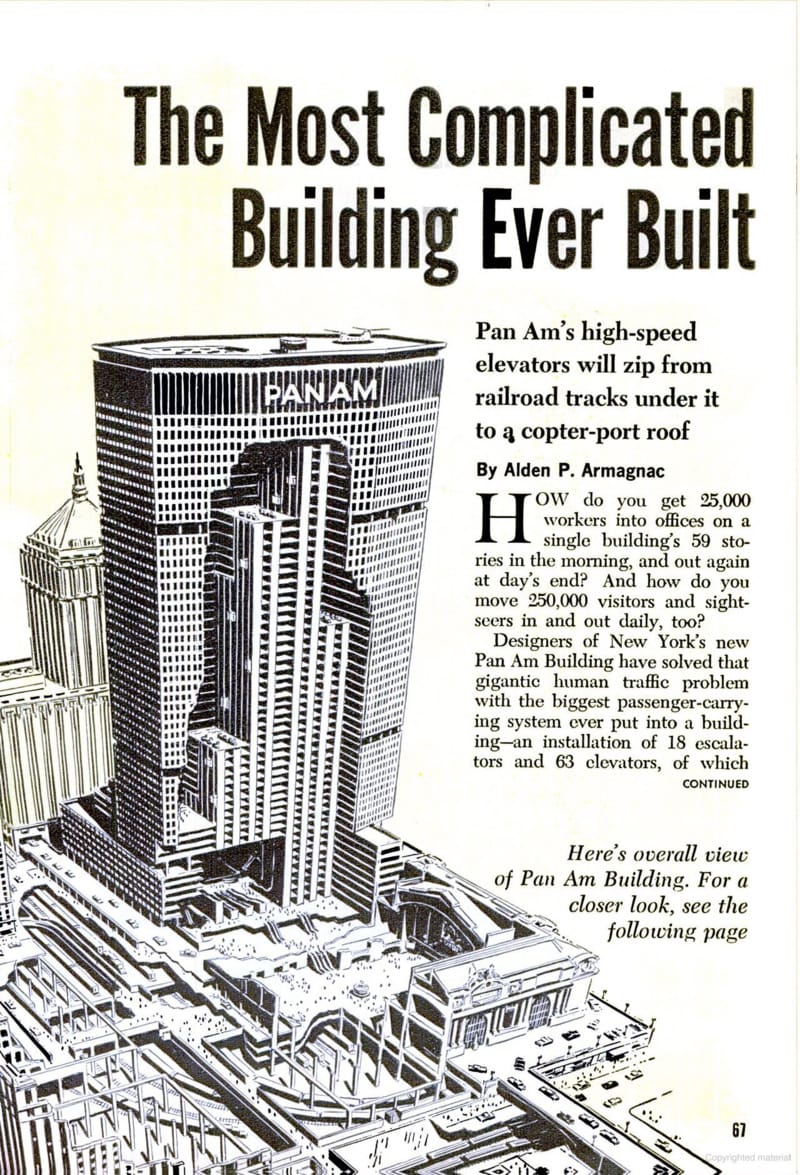 Clipping of a magazine article advertising the new Pan Am Building