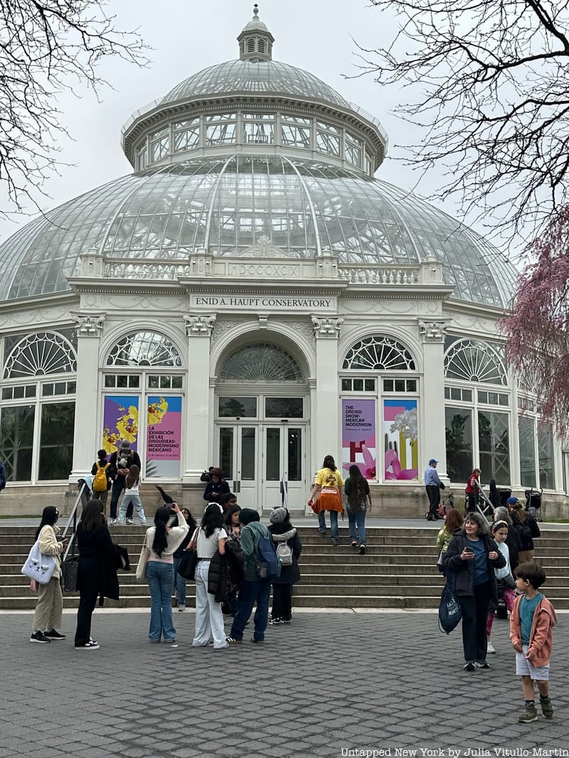 Guests entering the Orchid Show at the Haupt Conservatory